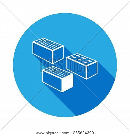 Bricks Icon With Long Shadow. Elements Of Constraction Icon With Long Shadow. Signs And Symbols Coll