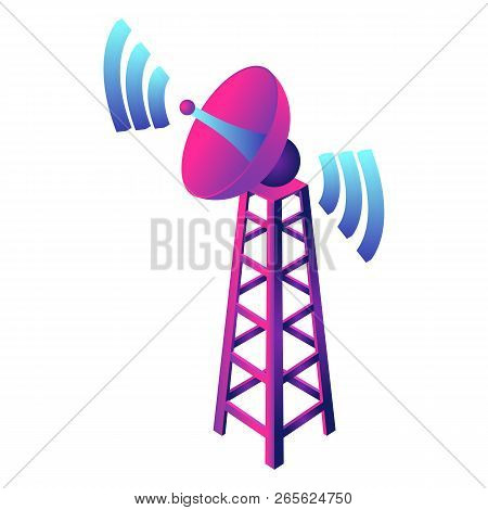 Gsm Smart Tower Icon. Isometric Of Gsm Smart Tower Vector Icon For Web Design Isolated On White Back