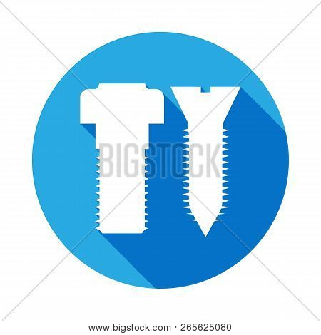 Screw Bolt Icon With Long Shadow. Elements Of Constraction Icon With Long Shadow. Signs And Symbols 