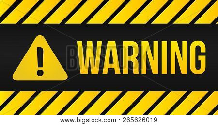 Industrial Yellow Lines On A Black Background With Warning Signand Exclemation Mark. Vector Illustra
