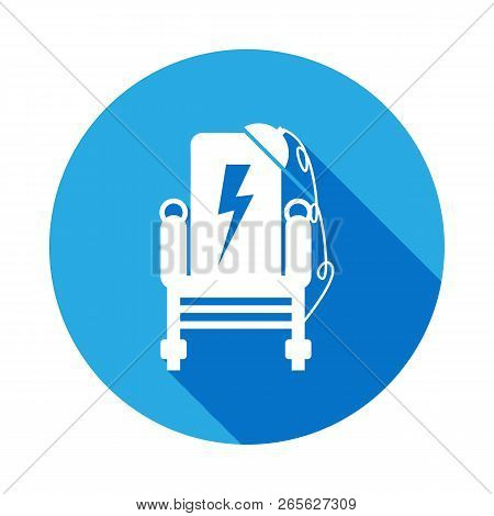 Electric Chairs Icon With Long Shadow. Element Of Kind Or Way Of Suicide Death Illustration. Signs A