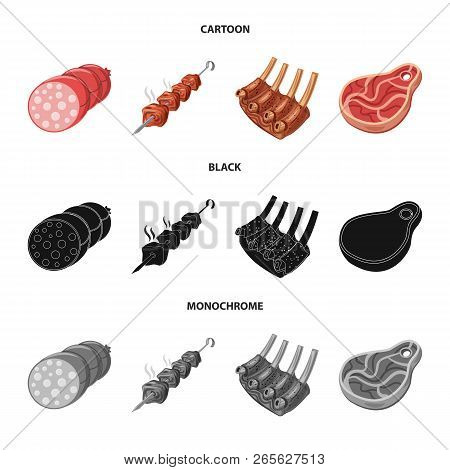 Vector Design Of Meat And Ham Symbol. Set Of Meat And Cooking Stock Vector Illustration.