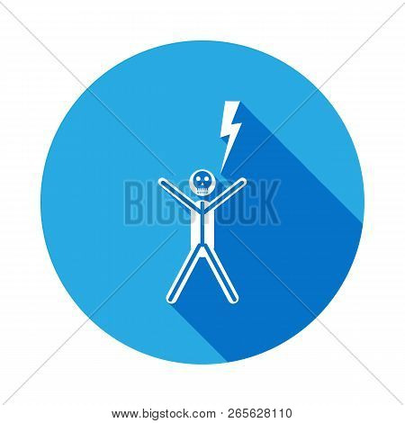 Shock Electric Icon With Long Shadow. Element Of Kind Or Way Of Suicide Death Illustration. Signs An
