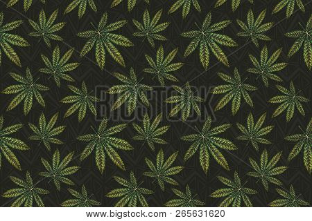 Marijuana Leaves Seamless Pattern Vector Eps10 Illustration.