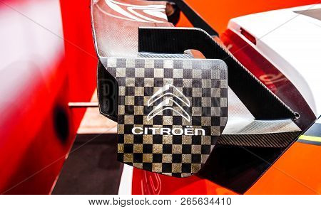 Paris, France - Oct 4, 2018: Detail Of New Sport Rally Citroen C2 Wrc At International Car Exhibitio