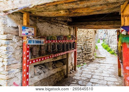 Prayer Wheels In Manang Village, Annapurna Conservation Area, Nepal