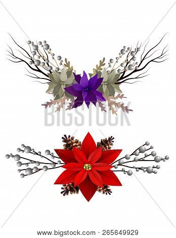 Christmas Decoration Collection Isolated On White Vector