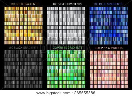 Super Megaset Of Colorful Gradients Vector Gold, Silver, Blue, Bronze