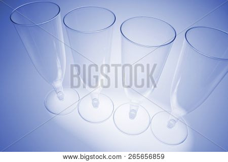 Row Of Wineglasses In A Blue Tone