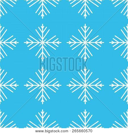 Vector Illustration. Seamless Pattern Of Snowflakes. White Snowflakes On Blue Background.