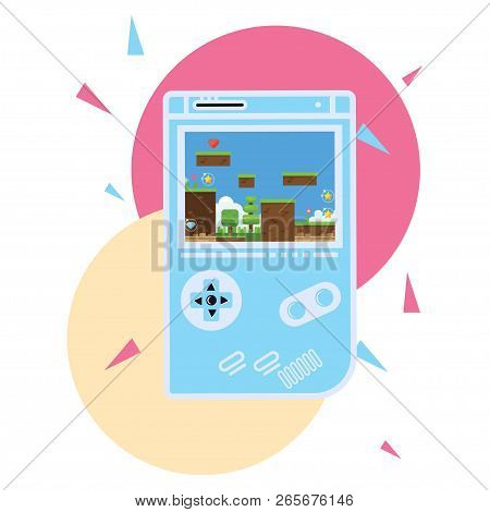 Illustrations Playing Games On Portable Devices, Vector Illustrations