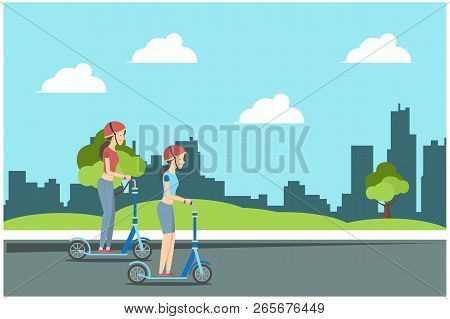 Illustration Of Activities In The Park During The Day, Vector Illustration