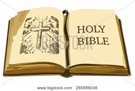 Holy Bibble God Cross Faith Spiritual Christian Heaven Open  Illustration