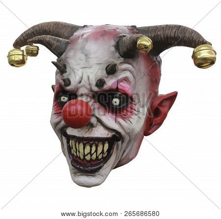 Terror Clown Evil Scary Expressio Horn Illustration