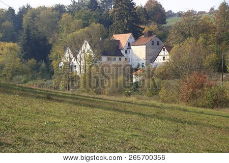 View Of The Burgmuehle In Heckengaeu Near Weissach