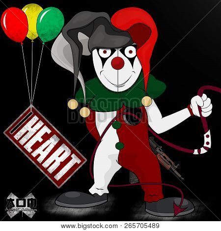 Clown Heart Baloon With Gun Red And White