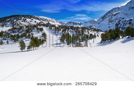 Ordino Arcalis ski resort sector in Andorra at Pyrenees