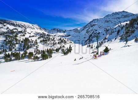 Ordino Arcalis ski resort sector in Andorra at Pyrenees