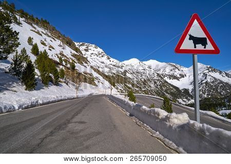 Ordino Arcalis ski resort road in Andorra at Pyrenees