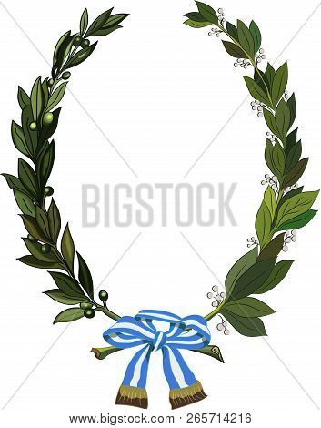 Laurel And Olive Wreath - Symbol Of Victory And Achievement. Design Element For Construction Of Meda