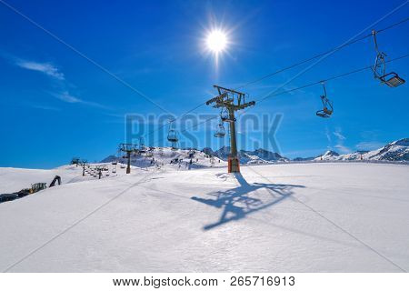 Baqueira Beret in Lerida Catalonia ski spot resort in Aran Valley of Pyrenees Spain