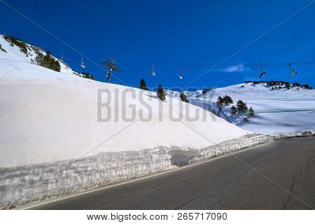 Baqueira Beret in Lerida Catalonia ski spot resort in Aran Valley of Pyrenees Spain