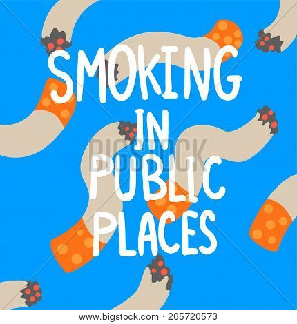 Smoking In Public Places, Cigarette Addiction, Struggle With Unhealthy Addiction Social Proplem Conc