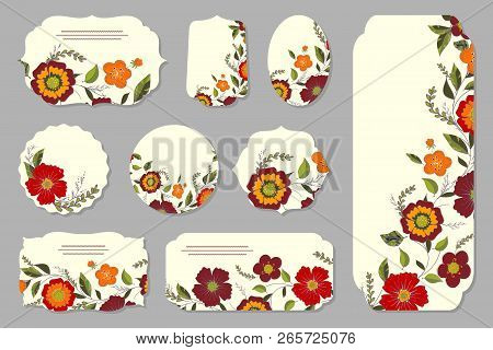 Set Of Cards, Posters, Flyers With Floral Ornaments.
