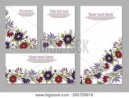 Set Of Cards, Posters, Flyers With Floral Ornaments.