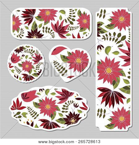 Set Of Cards, Posters, Flyers With Floral Ornaments. Floral Elements