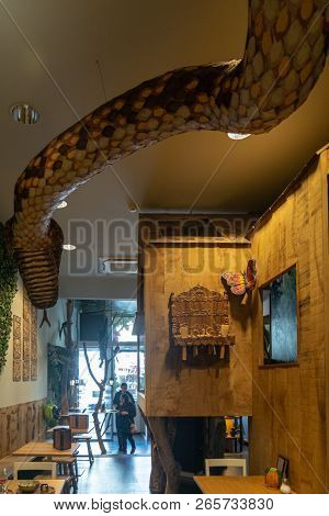 Bruges, Belgium - October 5, 2018: The Choco Jungle Bar Is A Place Well-known To Drink Hot Chocolate