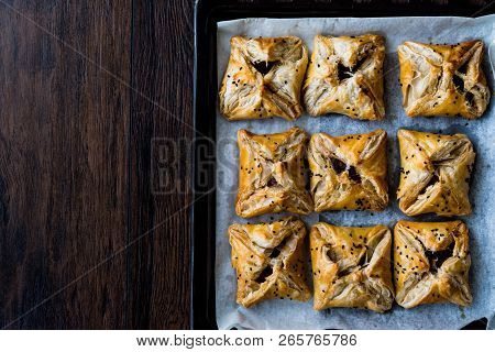 Turkish Borek Made With Mille Feuille And Minced Meat.