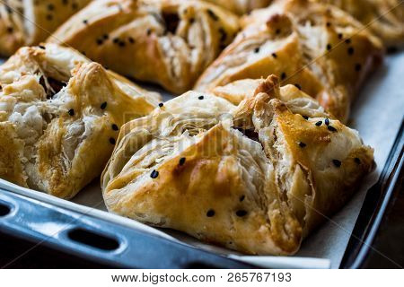 Turkish Borek Made With Mille Feuille And Minced Meat.