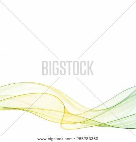 Abstract Vector Background, Orange And Green Waved Lines For Brochure, Website, Flyer Design.