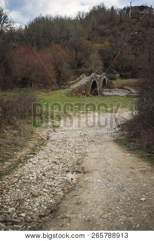 Ancient Snone Bridge  In Zagorohoria, Greece