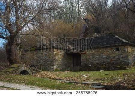 Ancient Snone Bridge  In Zagorohoria, Greece