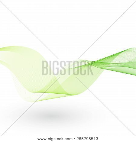 Green Wave On White Background.abstract Transparent Wave Background