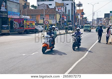 Matara, Sri Lanka - January 8, 2017: City Life In The Central Streets Of The City
