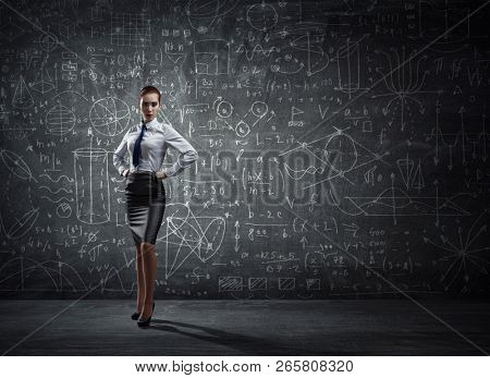 Red hair woman teacher . Mixed media