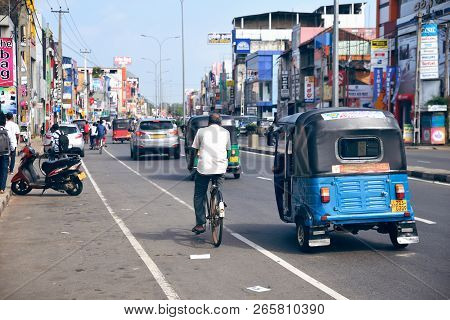 Matara, Sri Lanka - January 8, 2017: City Life In The Central Streets Of The City