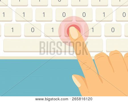 Finger Pressing Binary Number Key On Computer Keyboard