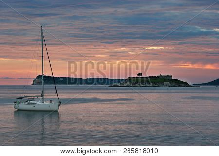Fantastic Sunset Landscape, Lustica, Montenegro, Dramatic Sky