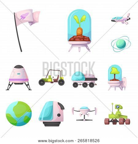 Vector Design Of Mars And Space Symbol. Set Of Mars And Planet Stock Vector Illustration.