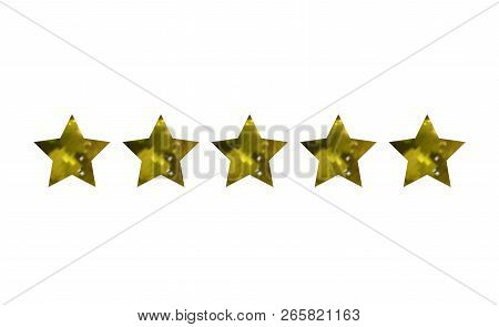 Vector Five Golden Stars, Premium Quaity Mark, Isolated On White Background Mark.