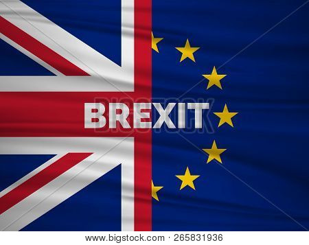 Brexit Referendum Uk. British Vote Leave. The Flag Of Uk & Eu. Vote For United Kingdom Exit Concept.