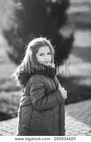 Girl Model In Jaket Poses To Photo