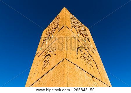 Tousand Years Old Tower Of Hassan Of The Capital Rabat City In Unesco, Morocco In Africa