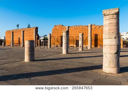 Tousand Years Old Tower Of Hassan Of The Capital Rabat City In Unesco, Morocco In Africa