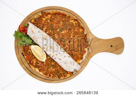 Traditional Delicious Turkish Foods; Turkish Pizza; Lahmacun
