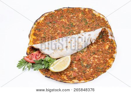 Traditional Delicious Turkish Foods; Turkish Pizza; Lahmacun